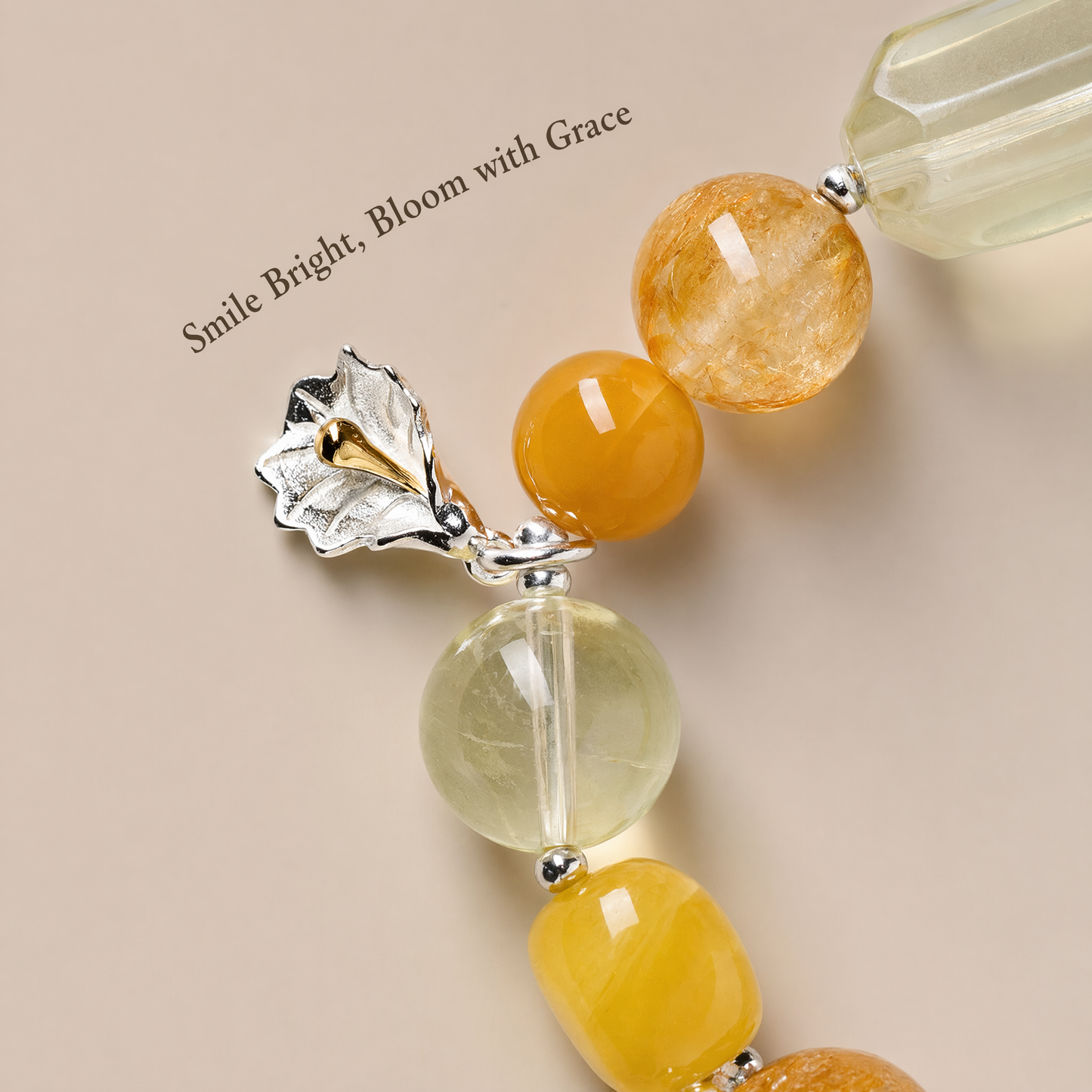 Natural Citrine Amber & Topaz Beaded Bracelet For Women Spiritual Healing Energy Jewelry