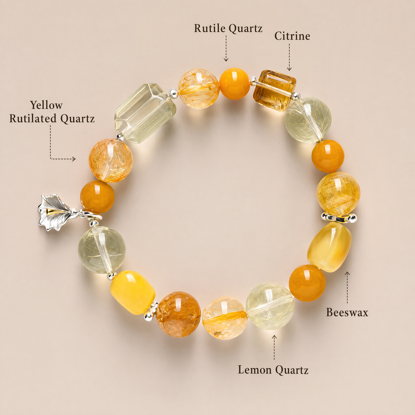 Natural Citrine Amber & Topaz Beaded Bracelet For Women Spiritual Healing Energy Jewelry