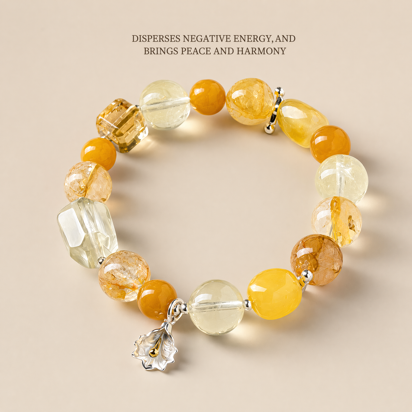 Natural Citrine Amber & Topaz Beaded Bracelet For Women Spiritual Healing Energy Jewelry