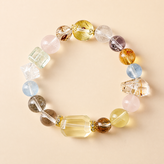 Premium Natural Citrine Aquamarine Crystal Bracelet For Men Women Fortune Healing Present