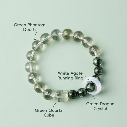 Genuine Raw Green Phantom Crystal Bracelet For Ladies Money Drawing Spiritual Ornament