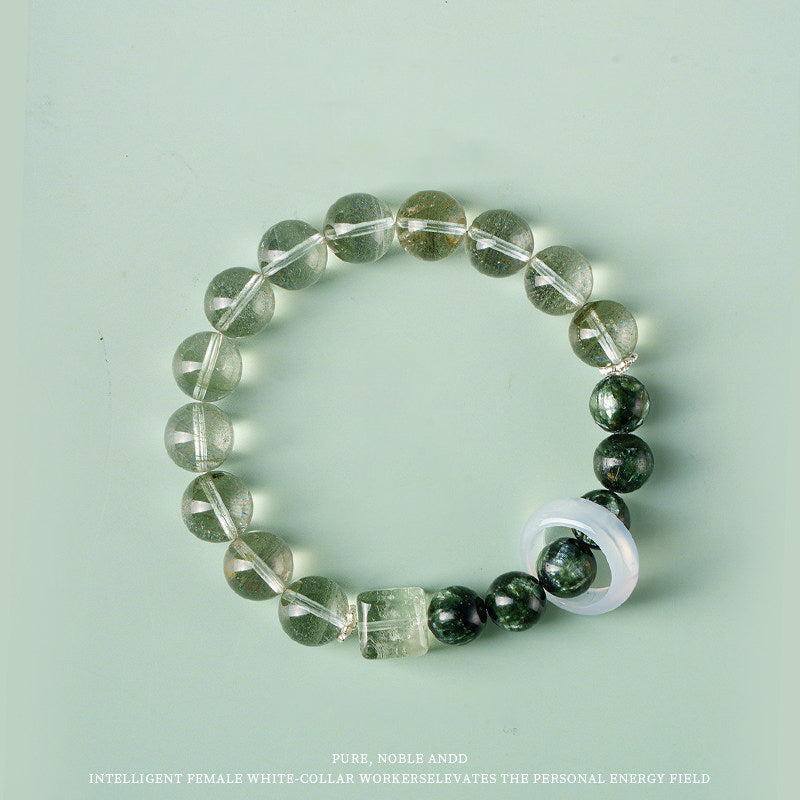 Genuine Raw Green Phantom Crystal Bracelet For Ladies Money Drawing Spiritual Ornament