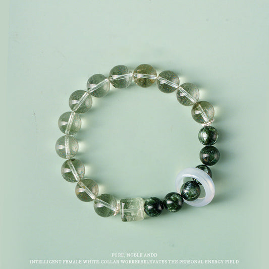Genuine Raw Green Phantom Crystal Bracelet For Ladies Money Drawing Spiritual Ornament
