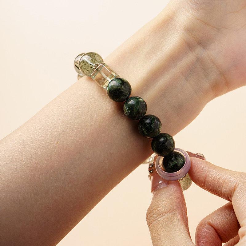 Genuine Raw Green Phantom Crystal Bracelet For Ladies Money Drawing Spiritual Ornament